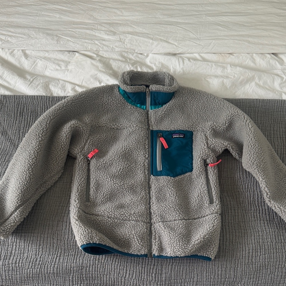 Patagonia Gray and Teal Kids Jacket